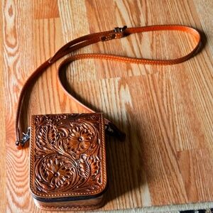 American Darling Hand Tooled Metalic Leather Purse